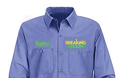 100-E-BGLCRC EMBROIDERY, BREAKING GROUND LOGO LEFT CHEST, NAME RIGHT CHEST