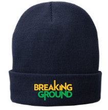 CPAHCP90L Knit Cap with Fleece Lining, Navy with Breaking Ground Embroidery